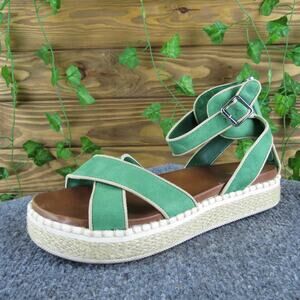 MIA Green Crisscross Platform Sandals